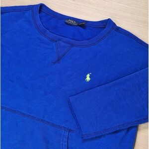 Polo by Ralph Lauren Men's Blue Sweatshirt with Neon Logo